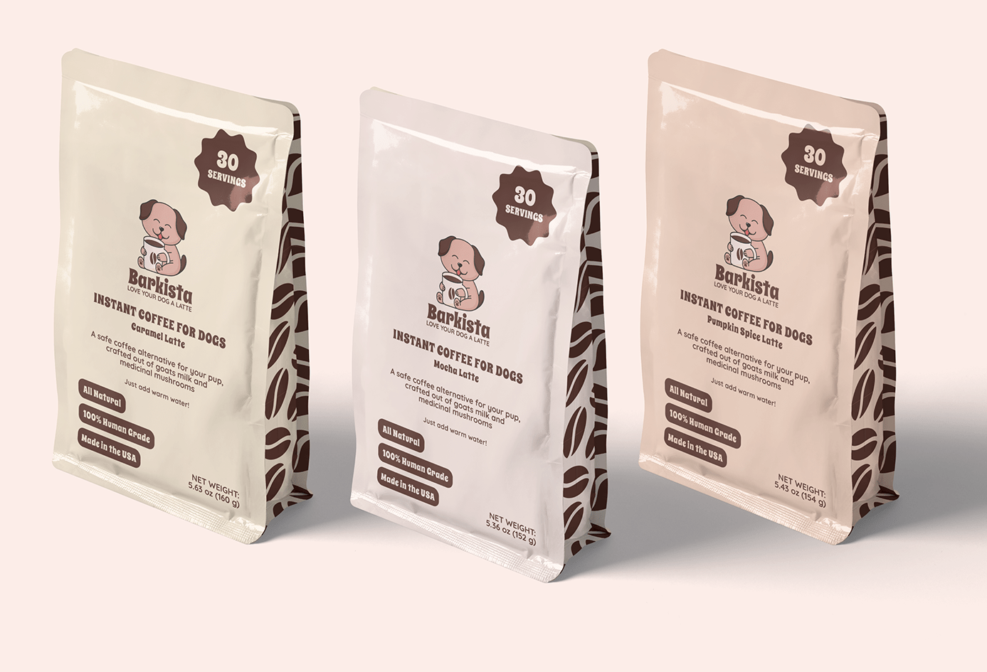 3 images of coffee powder bags